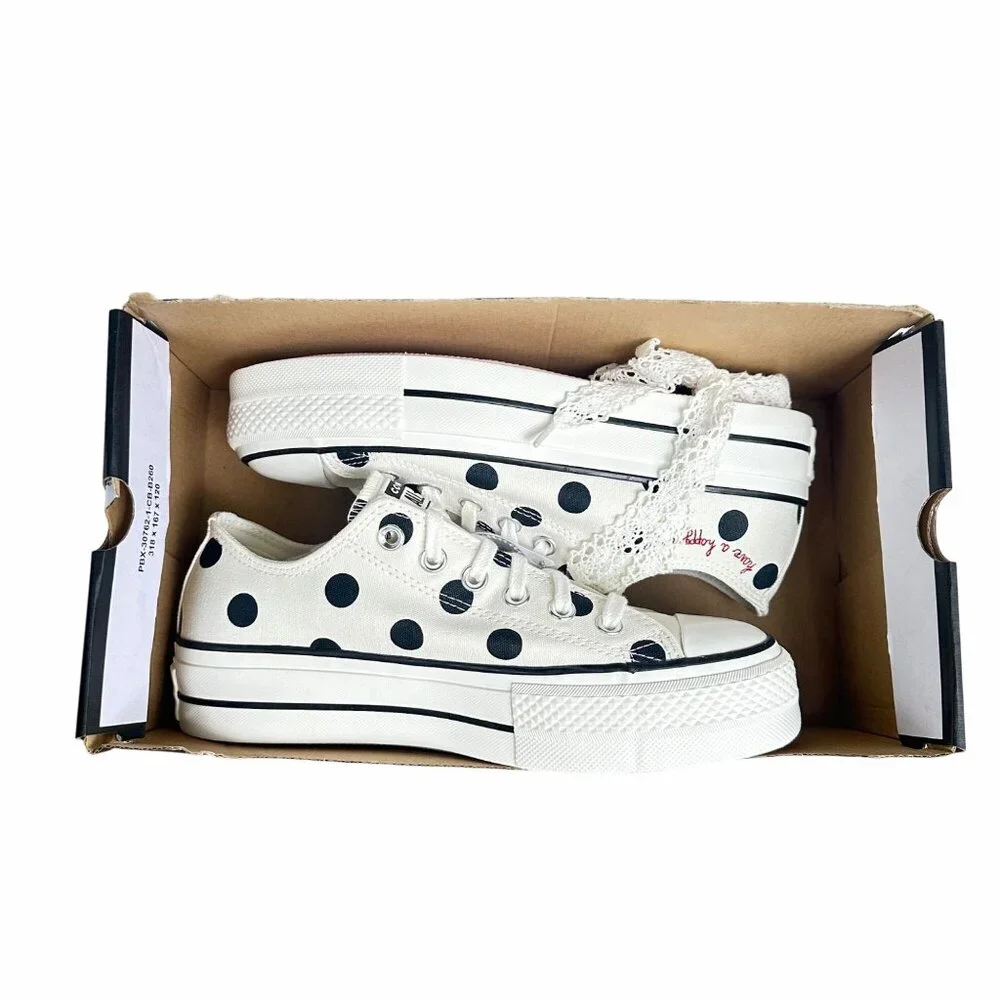❤️Converse Chuck Taylor Lift Platform Polka Dots 9.5 Women Shoes White A10689C❤️_13